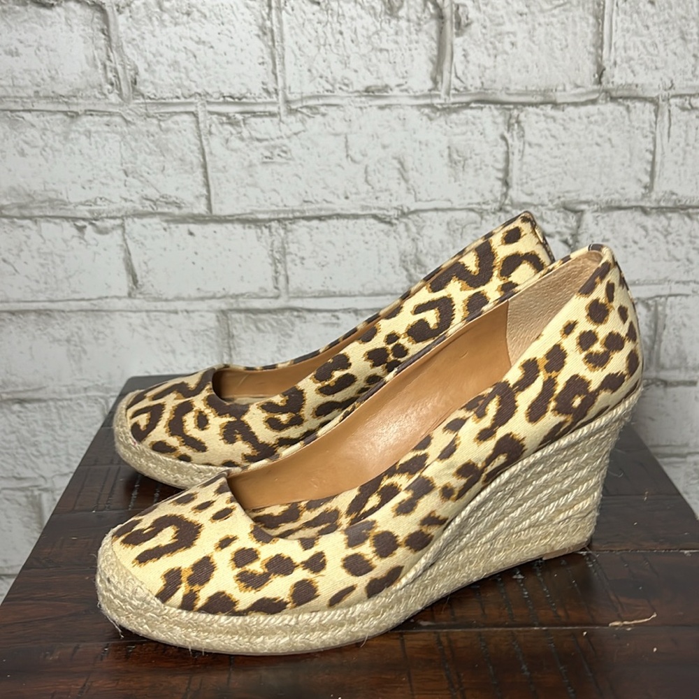 J Crew Seville Espadrilles brown leopard animal print heels